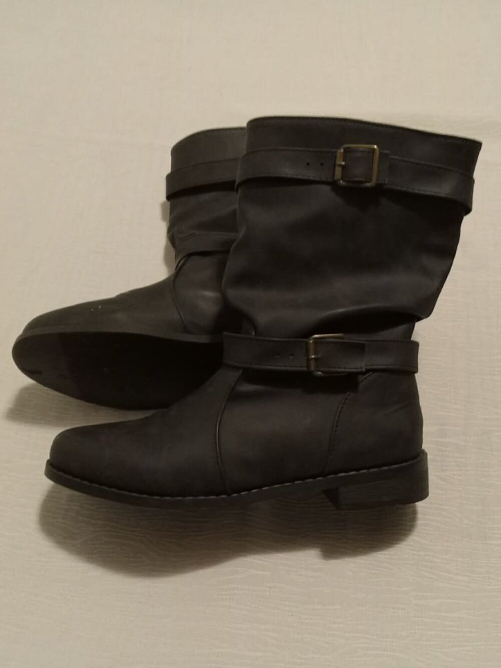Stylish light Women's Slip-On Ankle Boots with Decorative Belt Straps CN38